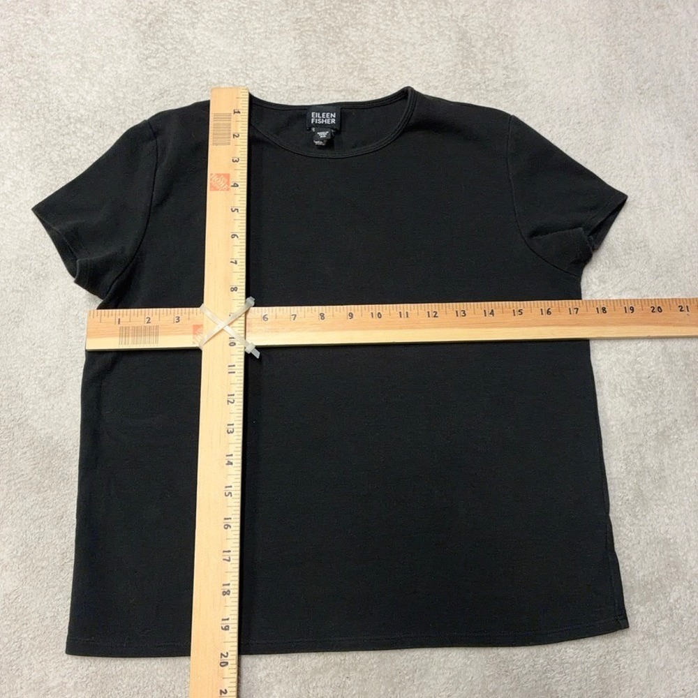 Eileen Fisher T-Shirt Black Interlock Organic Cotton Jersey Crew Womens XS - Picture 3 of 6